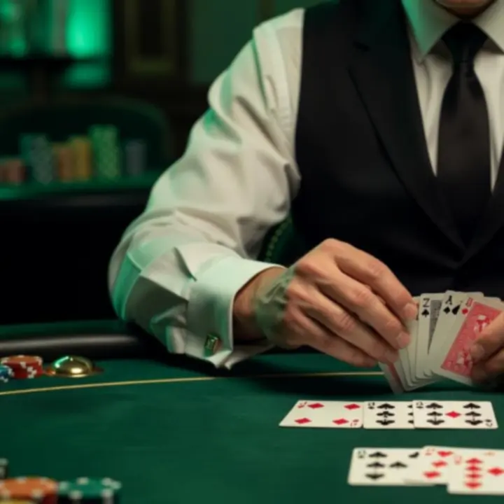 Profesjonalny krupier prowadzący rozgrywkę pokerową
