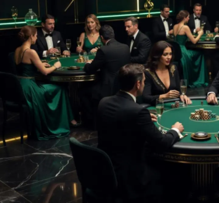 Elegancki wieczór pokerowy z gośćmi przy stole